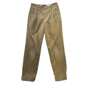 Banana Republic Mens Corduroy Pants Size 32/34 Tan Pleated Front Preppy Scholar